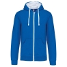 Sweat-shirt zippé capuche contrastée Bleu royal clair / blanc Kariban
