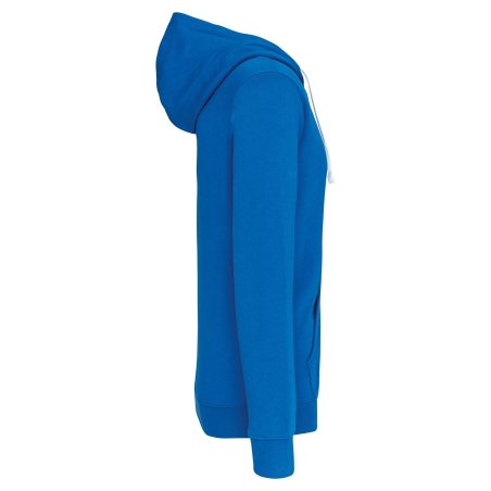 Sweat-shirt zippé capuche contrastée Bleu royal clair / blanc Kariban – vue 3