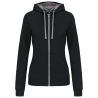 Sweat-shirt zippé capuche contrastée femme Noir Kariban