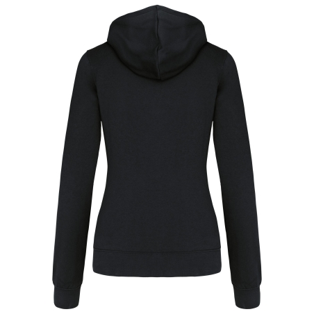 Sweat-shirt zippé capuche contrastée femme Noir/Rouge Kariban – vue 2