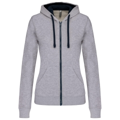 Sweat zippé capuche contrastée femme Gris Kariban