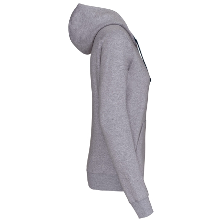 Sweat zippé capuche contrastée femme Gris Kariban – vue 3