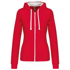 Sweat zippé capuche contrastée femme Blanc Kariban