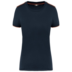 T-shirt Day To Day manches courtes femme Marine / orange fluo WK. Designed To Work