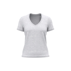 T-shirt bio col V femme gris chiné Kariban – 140 g/m²