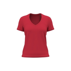 T-shirt bio col V femme rouge 140 g/m² – Kariban