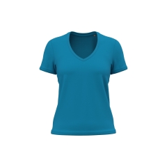 T-shirt bio col V femme Bleu Tropical Blue Kariban