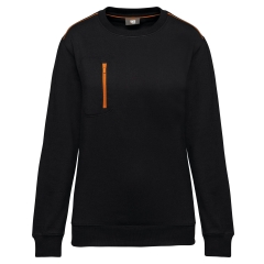 Sweat-shirt Day To Day zip poche contrastée unisexe Orange – WK.