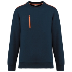 Sweat-shirt Day To Day zip poche contrastée Orange Marine WK.