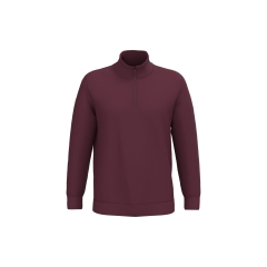 Sweat col 1/4 zip bordeaux homme Kariban – 280 g/m²
