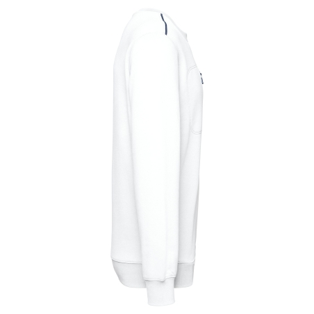 Sweat-shirt zip poche contrastée Blanc/Marine WK. Designed To Work – vue 3