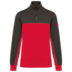 Sweat col 1/4 zip écoresponsable bicolore Gris WK. Designed To Work