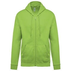 Sweat zippé capuche unisexe vert lime Kariban 280 g/m²
