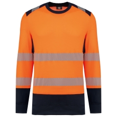 Sweat-shirt sécurité recyclé col rond Orange WK. Designed To Work