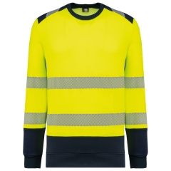 Sweat-shirt sécurité recyclé col rond jaune WK. Designed To Work