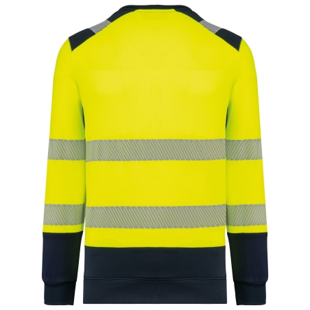 Sweat-shirt sécurité recyclé col rond jaune WK. Designed To Work – vue 2