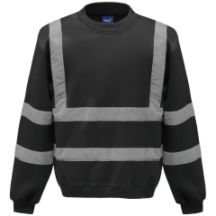 Sweat-shirt haute visibilité col rond Noir – Yoko