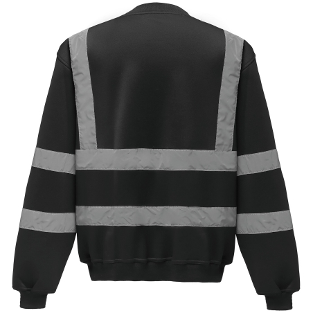 Sweat-shirt haute visibilité col rond Noir – Yoko – vue 2