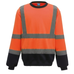 Sweat-shirt haute visibilité col rond Orange / marine Yoko