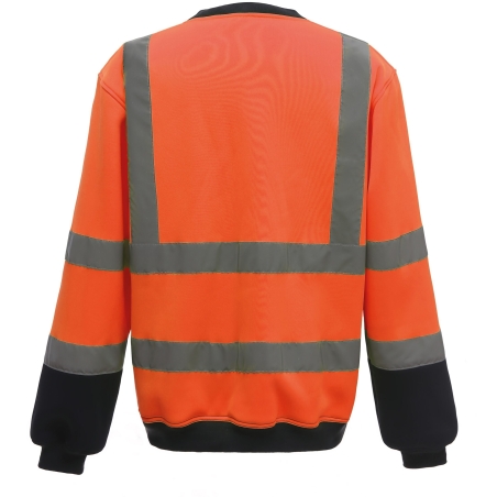 Sweat-shirt haute visibilité col rond Orange / marine Yoko – vue 2