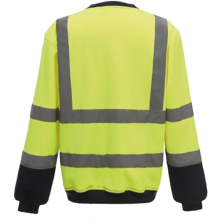 Sweat-shirt haute visibilité col rond Jaune / marine Yoko – vue 2