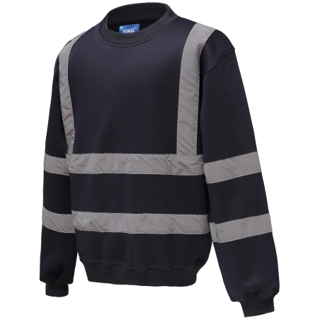 Sweat-shirt haute visibilité col rond Marine – Yoko – vue 3