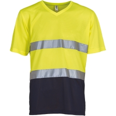 T-shirt col V haute visibilité Jaune Yoko – EN ISO 20471 cat. 2