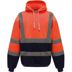 Sweat capuche haute visibilité Orange/Marine Yoko 280 g/m²