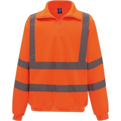 Sweat-shirt 1/4 zip haute visibilité Orange Yoko – EN ISO 20471