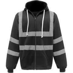 Sweat-shirt zippé capuche haute visibilité Noir Yoko