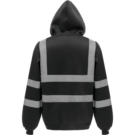 Sweat-shirt zippé capuche haute visibilité Noir Yoko – vue 2