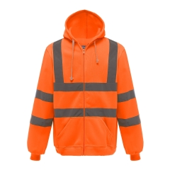 Sweat-shirt zippé capuche haute visibilité Orange Yoko