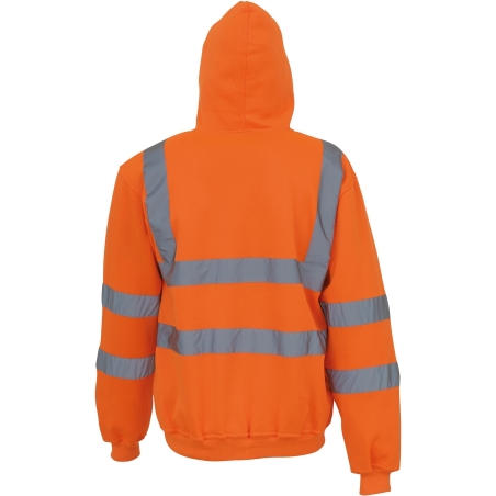 Sweat-shirt zippé capuche haute visibilité Orange Yoko – vue 2
