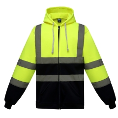 Sweat-shirt zippé capuche haute visibilité Jaune / marine Yoko