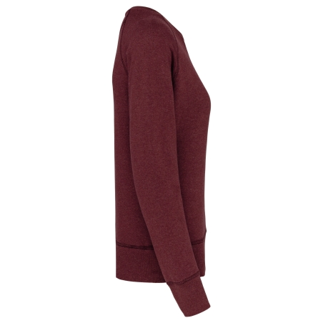 Sweat-shirt Bio Col Rond Bordeaux Femme Kariban – vue 3