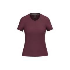 T-shirt col V femme manches courtes Bordeaux Kariban