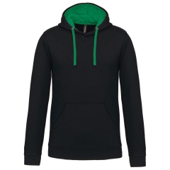 Sweat à capuche contrastée homme Kariban – Noir / Vert Kelly