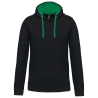 Sweat à capuche contrastée homme Kariban – Noir / Vert Kelly
