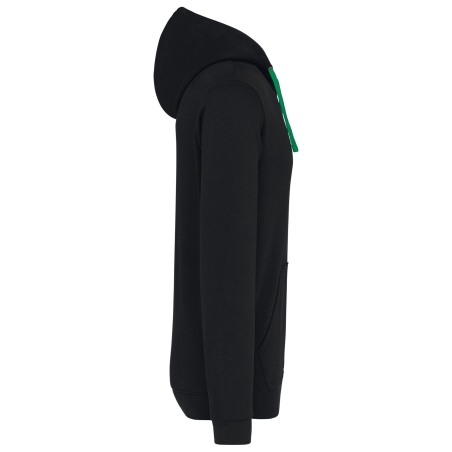 Sweat à capuche contrastée homme Kariban – Noir / Vert Kelly – vue 3