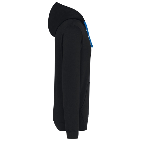 Sweat-shirt capuche contrastée Kariban homme – Noir / Bleu Royal – vue 3