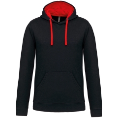 Sweat-shirt capuche contrastée homme Kariban – Noir/Rouge