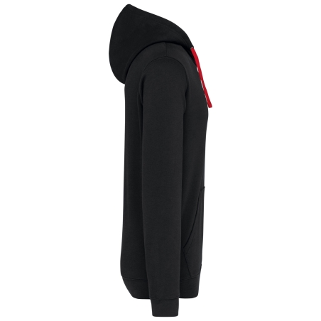Sweat-shirt capuche contrastée homme Kariban – Noir/Rouge – vue 3
