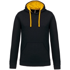 Sweat capuche contrastée Kariban homme – Noir/Jaune