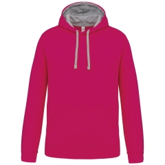 Sweat capuche contrastée Fuchsia / Fine Grey Kariban homme