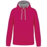 Sweat capuche contrastée Fuchsia / Fine Grey Kariban homme