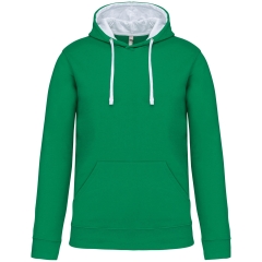 Sweat capuche contrastée Kariban homme – Blanc / Vert Kelly
