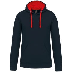 Sweat à capuche contrastée homme Rouge/Marine Kariban