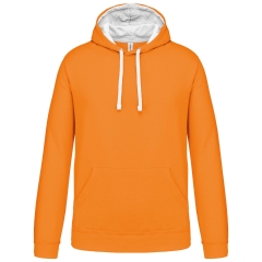 Sweat-shirt capuche contrastée Orange/Blanc Kariban homme
