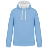 Sweat à capuche contrasté Kariban homme – Blanc / Bleu ciel