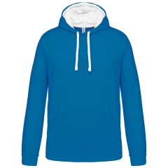 Sweat à capuche contrastée homme Bleu Tropical / blanc Kariban 280 g/m²